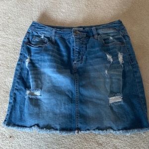 Medium Wash Stretchy Denim Mini Skirt